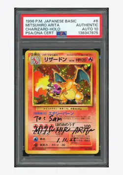 Pokemon PSA AUTH AUTO 10 Charizard Holo Mitsuhiro Arita 1996 #006 Basic JPN - Image 1