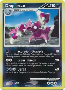 Moderately Played, English - 1 x Pokemon Drapion - 15/100 - Rare - Reverse Holo - Image 1