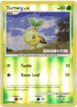 Damaged, English - 1 x Pokemon Turtwig - 103/130 - Reverse Holo BK Promo Pokemon - Image 1