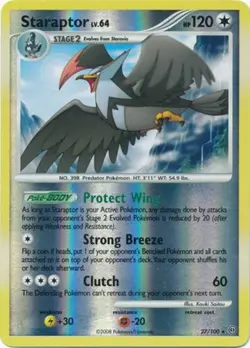 Moderately Played, English - 1 x Pokemon Staraptor - 27/100 - Rare - Reverse Hol - Image 1