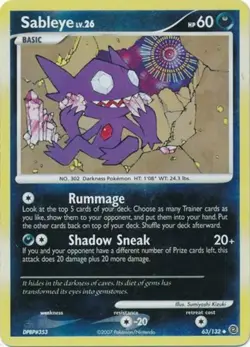 Moderately Played, English - 1 x Pokemon Sableye - 63/132 - Uncommon - Reverse H - Image 1
