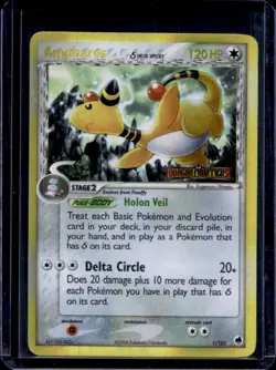 2006 Pokemon EX Dragon Frontiers Ampharos Delta Species Reverse Holo #1/101 - Image 1