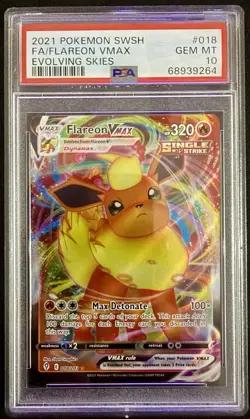 Pokemon Flareon VMAX Full Art Holo Evolving Skies 2021 018/203 PSA 10 - Image 1