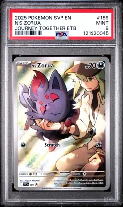 2025 POKEMON SVP EN-SV BLACK STAR PROMO #189 N'S ZORUA PSA 9 - Image 1
