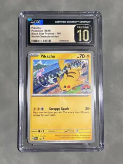 Pokemon Pikachu #190 (World's Stamp 2024) Black Star Promo - CGC 10 PRISTINE - Image 1