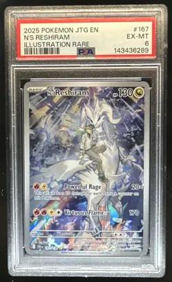 2025 Pokemon Journey Together N's Reshiram Full Art #167/159 PSA 6 - Image 1