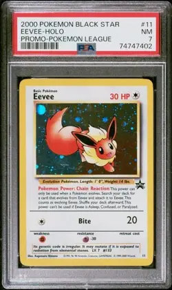 2000 Pokemon Promo Black Star Eevee #11 Promo-Pokemon League PSA 7 - Image 1