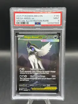 2025 Pokemon Mega Evolution #180/132 Mega Absol Special Illustration Rare PSA 9 - Image 1
