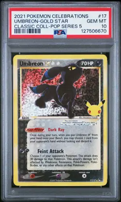 2021 POKEMON CELEBRATIONS CLASSIC COLLECTION #17 UMBREON-GOLD STAR PSA 10 - Image 1