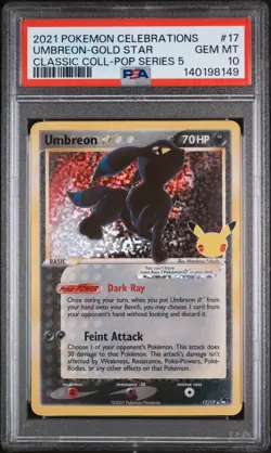 2021 POKEMON CELEBRATIONS CLASSIC COLL #17 UMBREON-GOLD STAR PSA 10 - Image 1