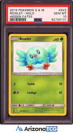 Pokemon 2019 Rowlet SV2/SV94 Holo Hidden Fates GEM MINT PSA 10 - Image 1