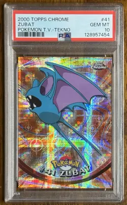 2000 Topps Chrome Pokemon Zubat Tekno PSA 10 Low Pop Rare #41 Series 1 - Image 1