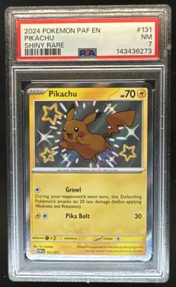 2024 Pokemon Paldean Fates Pikachu #131/091 PSA 7 - Image 1