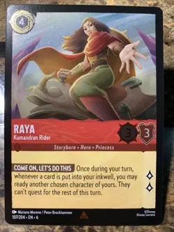 Disney Lorcana Azurite Sea Raya - Kumandran Rider 107/204 Cold Foil Rare - Image 1