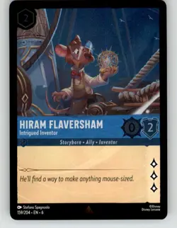 Disney Lorcana Azurite Sea Cold Foil Hiram Flaversham Intrigued Inventor 159 NM - Image 1