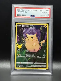 PSA 10 GEM MINT Pikachu 5 Pokemon Celebrations 25th AnniversaryHolo Pokemon Card - Image 1