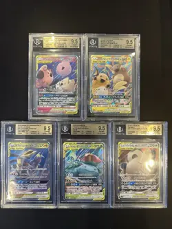 BGS 9.5 Pokemon Card Game Japanese Tag Team GX RR 5 Card Set Bulk Holo - Image 1