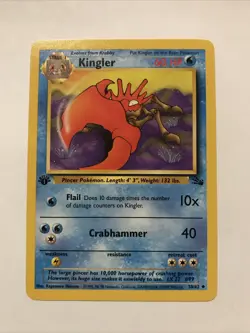 Pokemon TCG Kingler Base Fossil Set 38/62 Regular 1st Edition Uncommon Card - Image 1