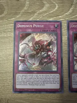 Fake Cards 3x Dominus Purge PLAYSET Secret Rare INFO-EN078 NM Card Set - Image 2