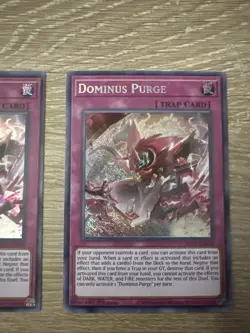 Fake Cards 3x Dominus Purge PLAYSET Secret Rare INFO-EN078 NM Card Set - Image 4