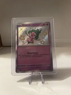 Pokemon Mime Jr. Shiny Rare Holo SV: Paldean Fates 157/091 HP 30 Card Stock - Image 2