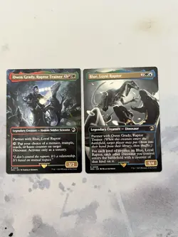 Magic REX Owen Grady Raptor Trainer & Blue Loyal Raptor Legendary Lot 2 Cards NM - Image 1