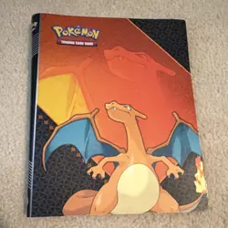 POKEMON CHARIZARD 9-POCKET BINDER TRADING CARD GAME ORANGE BLACK FULL OF CARDS - Image 2