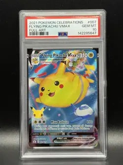 PSA 10 GEM MINT Flying Pikachu VMAX 7 Pokemon Celebrations Full Art Pokemon Card - Image 1