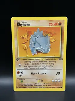 Rhyhorn 61/64 - Pokemon Jungle First Edition Card - DMG (READ DESCRIPTION) - Image 1