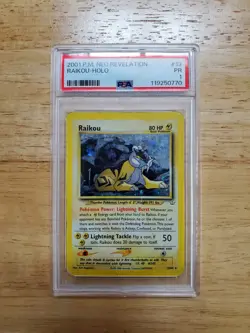 Pokemon PSA 1 Poor 2001 Raikou Neo Revelation Holo Card - Image 1