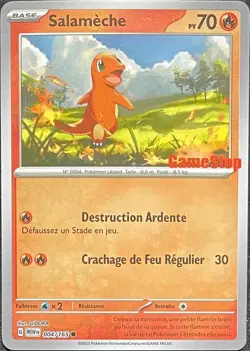 2023 POKEMON 151 FRENCH CHARMANDER SV GAMESTOP STAMP REVERSE HOLO #004/165 - Image 1
