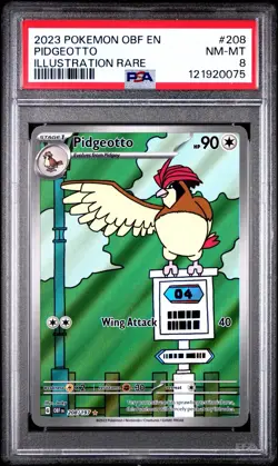 PSA 8 Near Mint 2023 POKEMON OBF EN-Pidgeotto ILLUSTRATION RARE #208 - Image 1