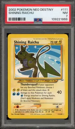 Pokemon Shining Raichu Neo Destiny Unlimited Holo Secret Rare #111 PSA 7 - Image 1