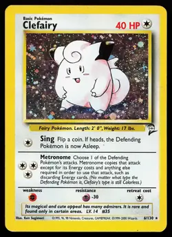 Clefairy 6/130 Holo Rare Base Set 2 Pokemon Card - Image 1