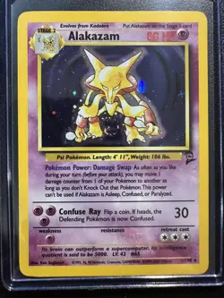 Pokemon Base Set 2 Alakazam Holo Rare 1/130 LP+ - Image 1