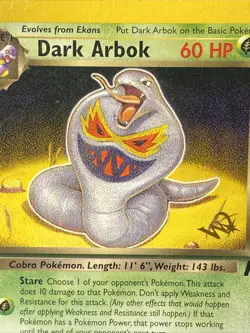 Pokemon TCG Dark Arbok [W Stamped] 19/82 Wotc Promo Regular Vintage 2000 MP - Image 2