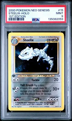 2000 POKEMON NEO GENESIS 1ST ED #15 STEELIX-HOLO PSA 9 - Image 1
