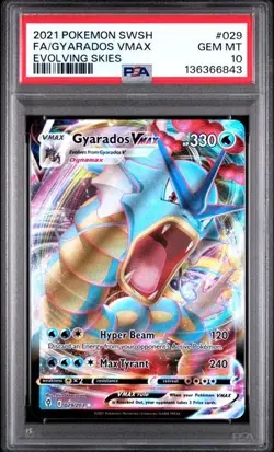 2021 POKEMON SWORD & SHIELD EVOLVING SKIES #029 FULL ART/GYARADOS VMAX PSA 10 - Image 1
