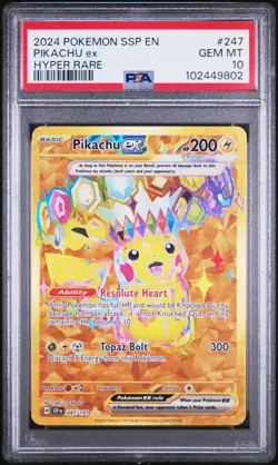 PSA 10- 2024 Pokemon Surging Sparks Hyper Rare Pikachu Ex #247 - Image 1