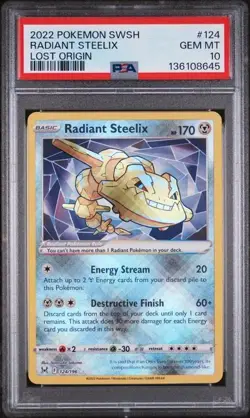 2022 POKEMON SWORD & SHIELD LOST ORIGIN #124 RADIANT STEELIX PSA 10 - Image 1