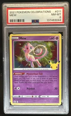 2021 Pokemon SWSH Celebrations Mew Holo #011/025 PSA 8 - Image 1