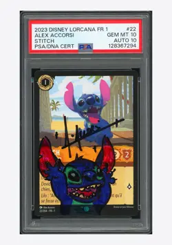 Disney Lorcana PSA 10 AUTO 10 Stitch Alex Accorsi 2023 22/204 FR1 French - Image 1