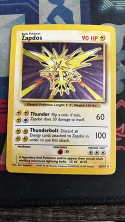 Zapdos 16/102 Base Set - Holo Pokemon Card - MP/HP - Image 1