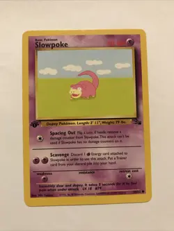 Pokemon 1999 Wizards Slowpoke 55/62 1st Edition Fossil Card - Image 1