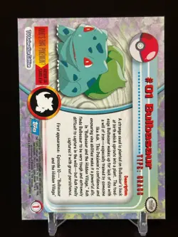 Topps Pokemon Card #01 Bulbasaur Blue Logo NM - Image 2