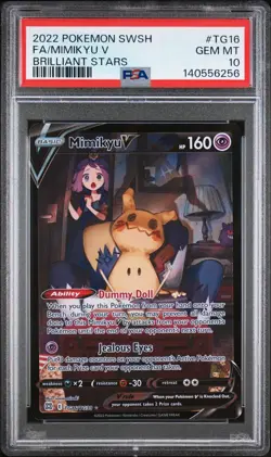 PSA 10 Mimikyu V TG16/TG30 Brilliant Stars Trainer Gallery Holo Pokemon Card - Image 1