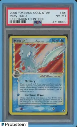 2006 Pokemon Gold Star Ex Dragon Frontiners #101 Mew Holo PSA 8 NM-MT - Image 1