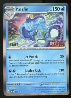Pokemon Palafin 036 Staff Obsidian Flames Stamped Pre-Release Promo NM Condition - Image 1
