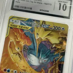 Pokemon Moltres Zapdos Articuno Tag Team GX 102/173 CGC 10 Gem Mint Japanese - Image 1