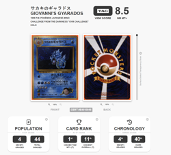 1999 Pokemon Japanese Gym Challenge 2 Giovanni's Gyarados 130 TAG 8.5 NM SWIRL - Image 1